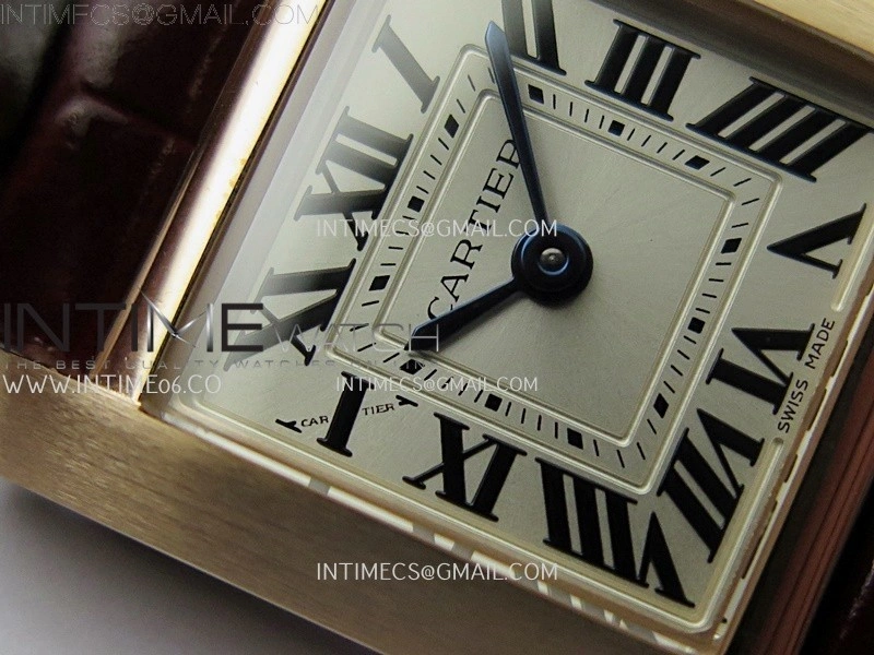 Tank Francaise Ladies 21.2mm RG 8848F 1:1 Best Edition Silver Dial on Red Leather Strap Ronda Quartz V2